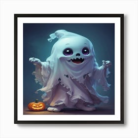 Ghost With Pumpkin Art Print