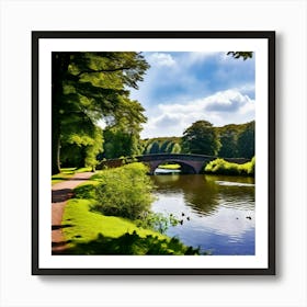 Nature Summer Outdoors Water Sightseeing Victory Park Duck Pond Garden Lake Shore Autumn Art Print