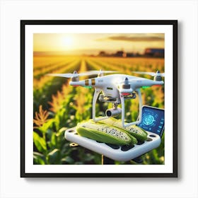 Drone In A Corn Field Art Print