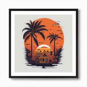 Sunset Palm Trees Art Print