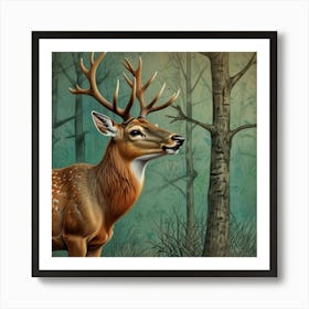 Deer In The Woods 22 Art Print