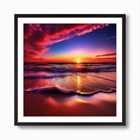 Sunset On The Beach 205 Art Print