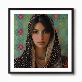 Woman In A Scarf Art Print