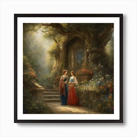 Two Lovers In The Garden Art Print