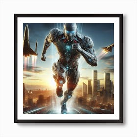 Futuristic Man Running 27 Art Print