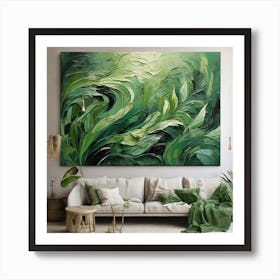 Green waves of palm leaf 2 Art Print