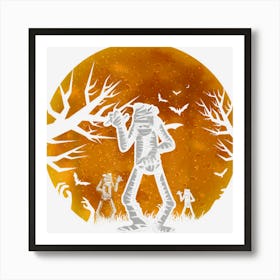 Spooky Mummy Lover Full Moon Halloween Costume Mummy Art Print