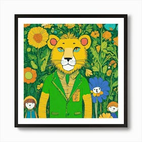 Lion In The Garden Art Print