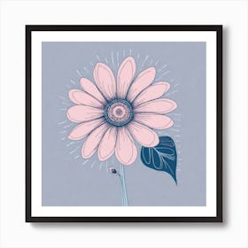 A White And Pink Flower In Minimalist Style Square Composition 695 Art Print