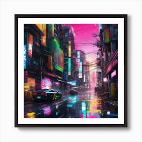 Neon City Art Art Print