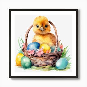 Easter Chick In Basket 7 Art Print