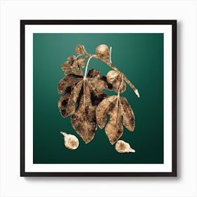 Gold Botanical Fig on Dark Spring Green n.3560 Art Print