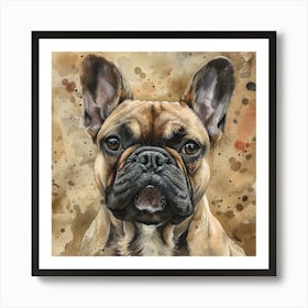 Beautiful Watercolour Portrait Of A French Pug Art Print