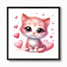 Valentine's day, Kitten 2 Art Print