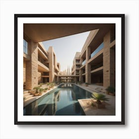 Swimming Pool In The Middle Of A Building Art Print