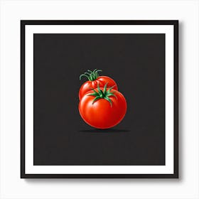 Tomatoes On Black Background 3 Art Print