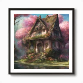 Cherry Blossom House Art Print