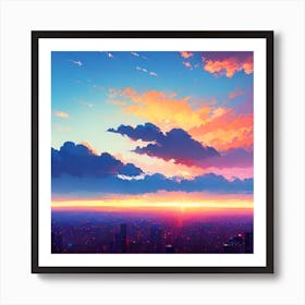 Anime City Skyline Art Print