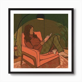 Lady Reading Cosy Art Print