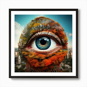 Firefly Surreal Building Sized Eye With Seasonal Layers 67392 Art Print