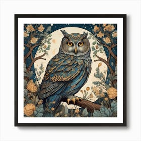 william morris Owl In The Moonlight print Art Print