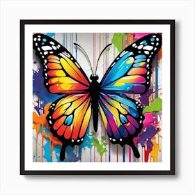 Butterfly With Paint Splatters Art Print