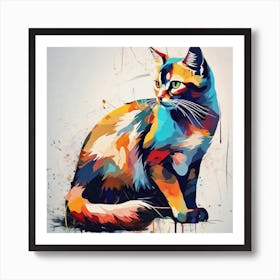 Colorful Cat Painting 1 Art Print