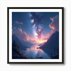 Tranquil Watercolor View Of A Far Off Galaxy 1 Art Print