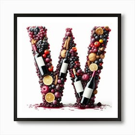 Funny Alpabet - W (Wine) Art Print