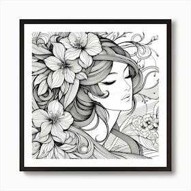 Flower Girl In Black And White Art Print