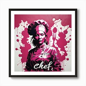 Female Chef Pink 4 Art Print