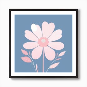 A White And Pink Flower In Minimalist Style Square Composition 269 Art Print