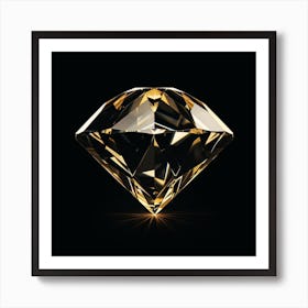 Gold Diamond On Black Background Art Print