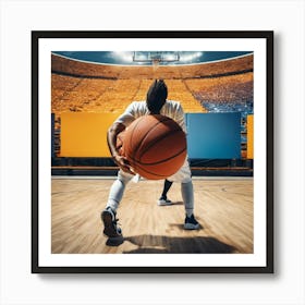 Basketball Player Holding Basketball Art Print