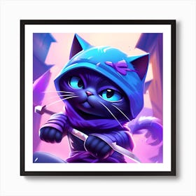 Purple Cat With Blue Eyes Art Print