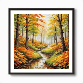 Forest In Autumn In Minimalist Style Square Composition 115 Art Print