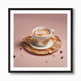 Gold Cup Of Coffee Art Print