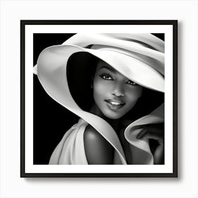 Black Woman In White Hat 1 Art Print