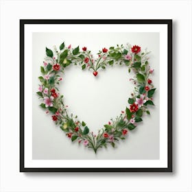 Heart With Flowers Art Print