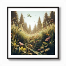 Dragonfly In The Meadow Art Print