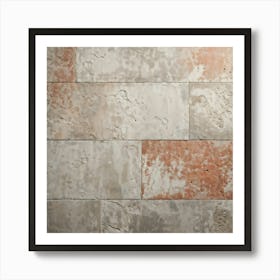 Aged Concrete Texture Embracing Retro Brickwork Pattern Varying Shades Of Faded Terracotta And Weat (3) Art Print