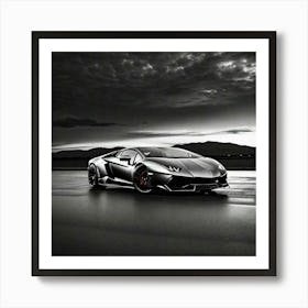 Black And White Lamborghini Art Print