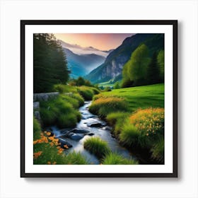 Stream In The Mountains 1 Art Print