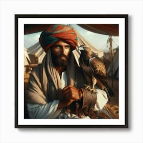 Bedouin With Hawk 1 Art Print