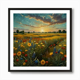 Sunset In The Meadow 1 Art Print