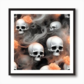 Skulls And Roses Art Print