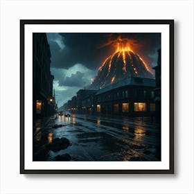 Default Apocalyptic Events On Earth Fire In Cities Ocean Waves 1 Art Print