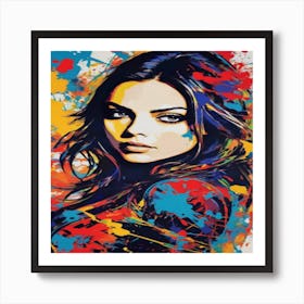 Woman With Colorful Paint Splatters Poster