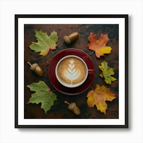 Autumn Leaves And Coffee 18 Art Print