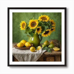 Sunflowers And Lemons Art Print